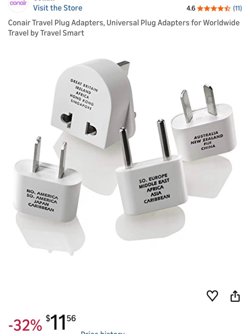 Universal Travel Plug Adapter Set - White
